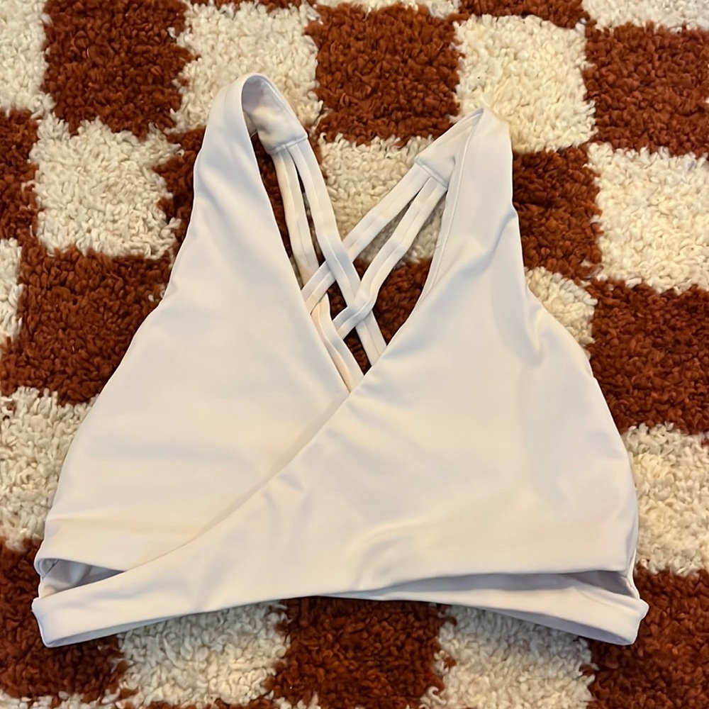 Fabletics White Criss Cross Sports Bra